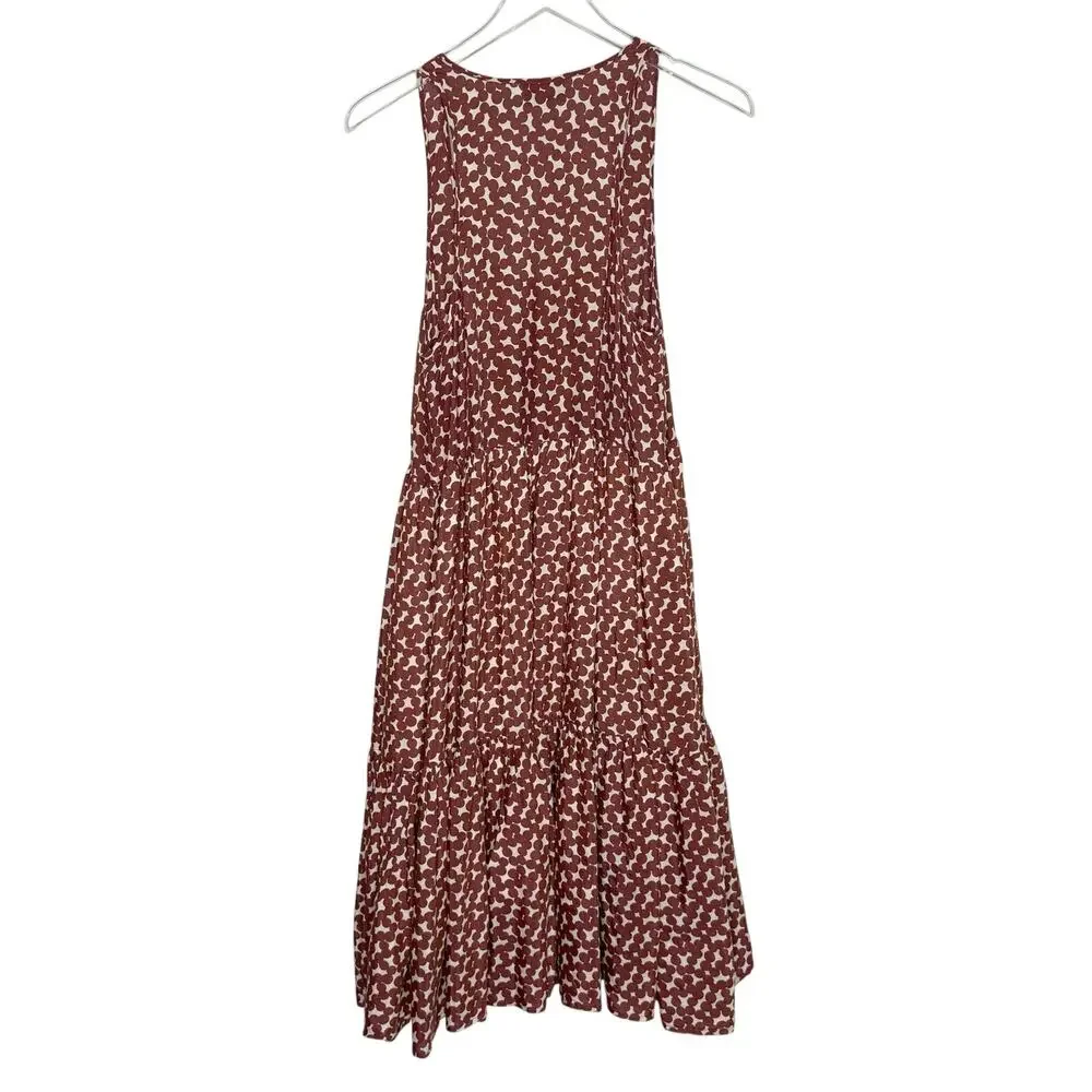 Essentiel Antwerp Carousel Dress Tiered Boho Style Midi Polka Dot Brown US8